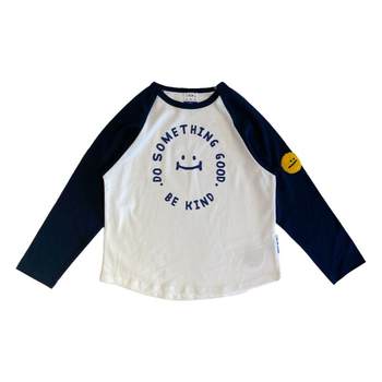 Iaiam original design smiley face round neck children's clothing long sleeves