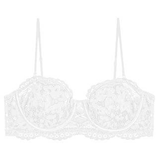 歌力诺白色内衣女薄款聚拢钢圈细肩带大胸显小胸蕾丝文胸罩防下垂