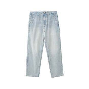 Sanfu 2026 summer men's loose straight jeans casual cat whiskers washed straight waist trousers 525263