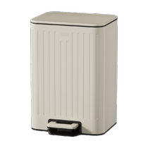 GAOK foot pedal trash can 1 household stainless steel kitchen with cover retro cream white living room bathroom