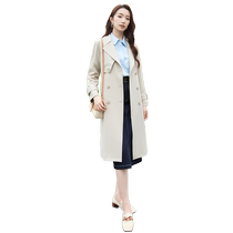 Xiangying high-end windbreaker womens spring and autumn 2024 new Korean style beige double-breasted temperament casual mid-length coat