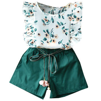 Girls Western Style Suit 2024 New Summer Clothes 1 Children 2 Fashionable 3 Floral 4 Baby Casual Two-piece Thin Set