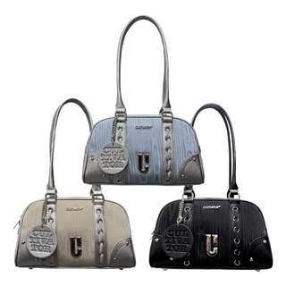 Cultivator original niche casual contrasting color glare portable shoulder boston bag bowling bag 2025 spring