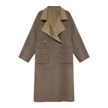 Eryang design feiwan women's winter mid-length woolen coat with scarf two-wear wool double-sided woolen coat