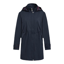 (Stiff and easy to care for) Hush Puppies Womens Autumn Outdoor Casual Mid-Length Classic Waist Hooded Jacket for Women