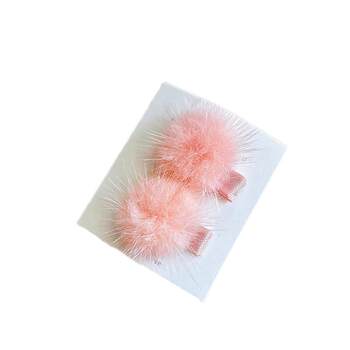 Natural mink hair ball cute and sweet duckbill clip full cover