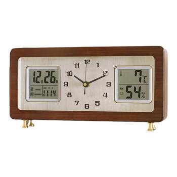 Zhuang shu desktop clock solid wood silent clock
