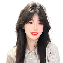 Double-needle wig for women fluffy hair on the top of the head real hair full human hair white hair fetal hair bangs wig