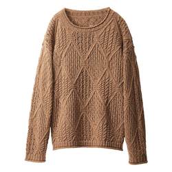 Yanyu Casual Temperament Sweater Women's 2023 New Winter Commuting Maillard Round Neck Loose Hollow Sweater