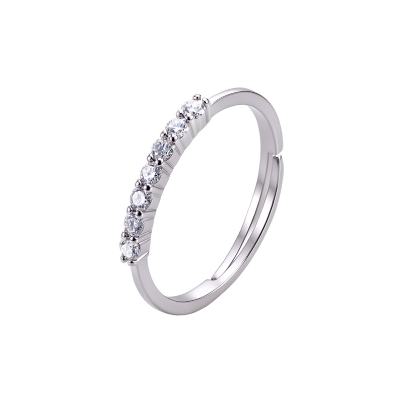Seventh Princess Moissanite Ring 925 Silver Opening Adjustable Moissanite Niche Premium Sense Index Finger Stacked Silver Ring