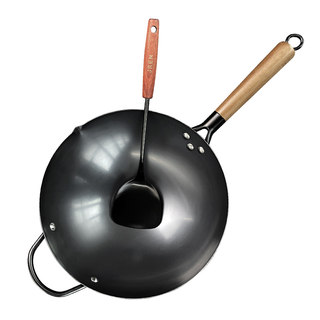 Zhangqiu old-fashioned iron pot household uncoated induction cooker frying pan non-stick pan gas stove flat iron pan frying pan