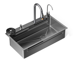 Kitchen Sink Large Single Bowl Honeycomb Pattern Raindance Waterfall Sink Thickened 304 Stainless Steel Household Dishwashing Sink