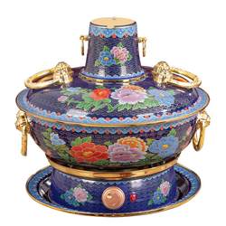 구리 핫팟 Cloisonné 전기 숯 이중 목적 에나멜 에나멜