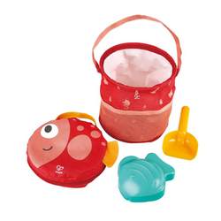 Hape Portable Folding Beach Bucket Set 1-2-6 ປີເດັກຊາຍແລະເດັກຍິງ shov ຂະຫນາດໃຫຍ່ແລະຖັງຂະຫນາດນ້ອຍຫນາໃຫມ່