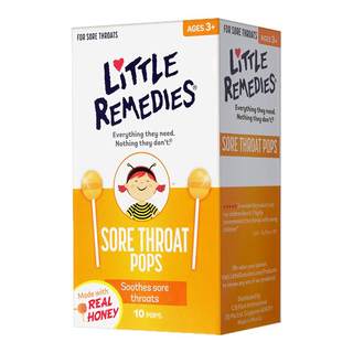 LittleRemedies润喉蜂蜜棒棒糖10支*1盒原装进口宝宝零食糖果