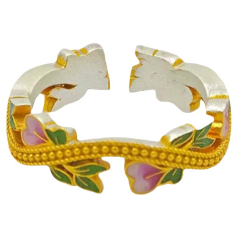 Pure silver 999.9 wisteria rosette ring for women