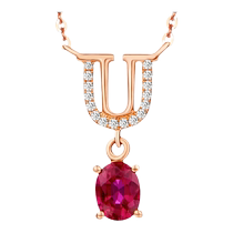 Ювелирные изделия Caibai 18-каратное золото красочное ожерелье светлое роскошное модное розовое золото буква U рубиновая цепочка на ключицу бирка в подарок