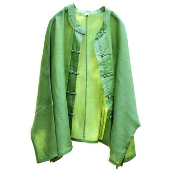 Ramie Sun Protection Shirt 2025 Summer New Vintage Artistic Ultra-Wide Lightweight Cardigan Handmade Button New Chinese Style Top for Women