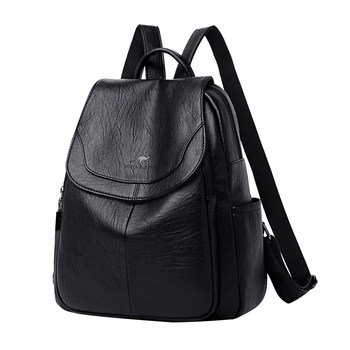 Hefan women's large capacity soft leather backpack