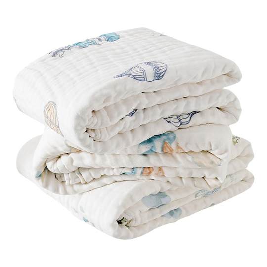 嫚熙婴儿纱布浴巾纯棉宝宝新生儿童浴巾超软带帽斗篷洗澡包被裹巾