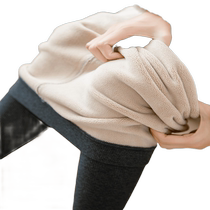 Threaded leggings for womens outer wear in autumn and winter thin velvet high-waisted vertical stripes slimming plus velvet thickened warm cotton pants small-legged pants