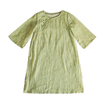 Southern Song Dynasty Xiaoxi Xia parent-child light green Tencel jacquard girls new Chinese style cheongsam oblique lapel double layer thin dress