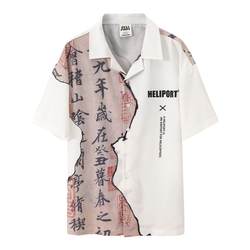 HELIPORT tarmac calligraphy all-over short-sleeved shirt trendy summer casual men's and women's cardigan top jacket