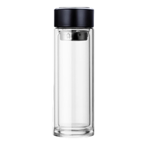 Mens business double-layer glass cup high temperature resistant intelligent tea and water separation cup large capacity convenient tea cup