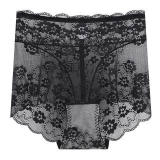 Sexy lace women's flower underwear high waist transparent