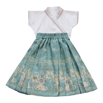 Hanfu girls summer 2024 new national style horse face skirt summer childrens skirt summer dress new Chinese suit for women
