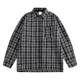 Ayudai Japanese contrast plaid long-sleeved shirt