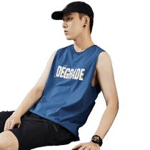 Don Lions 2022 Summer New Vest Men Students Blue Pure Cotton Beating Bottom Blouses Easy Letters Round Collar Sleeveless Kan Shoulder