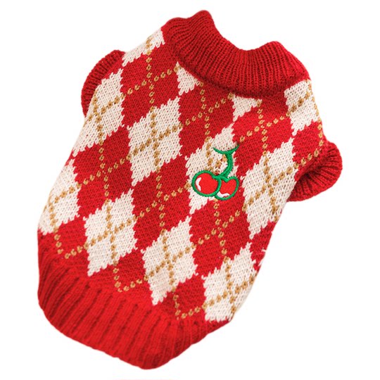 Pet diamond embroidered cherry sweater