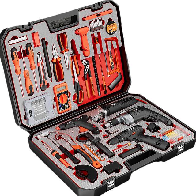 Household repair toolbox set powerful impact drill
