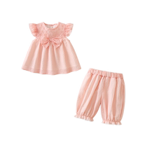 Girls Suits Summer Clothes 2024 New Childrens Fashionable Baby Clothes Baby Pure Cotton Thin Two-piece Trendy Set