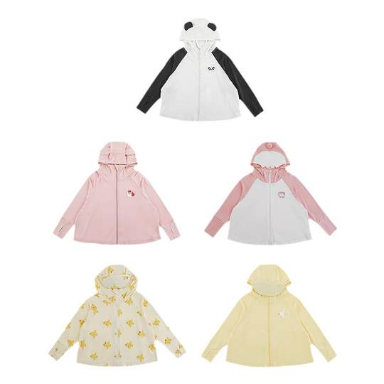 Young girls' cartoon embroidered logo sun protection clothing 2025 summer cute and cute blackout and insulated casual hooded jacket trendy