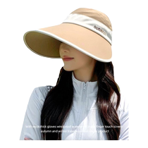 Sun protection hat womens summer travel anti-UV empty top sun hat 2024 new large brim face-covering sun hat