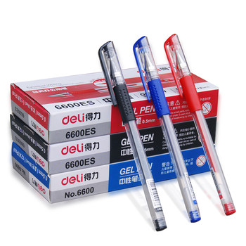Deli 6600 gel pen black water pen signature pen carbon pen 0.5mm red blue office pen writing tool
