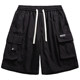 Street retro multi-pocket work shorts men and women fashion brand