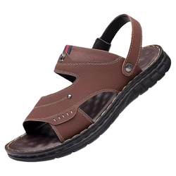 Outdoor driving sandals men's summer imitation leather soft-soled sandals and slippers casual non-slip beach shoes men's deodorant rubber dual-purpose