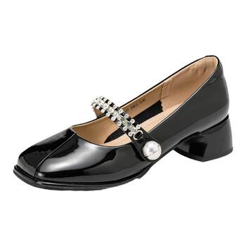 Aokang women's shoes mary jane pearl buckle shoes