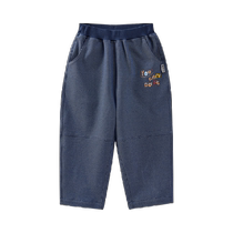 Q21 childrens Tencel jeans for boys and girls breathable and soft cartoon embroidered childrens long pants autumn style