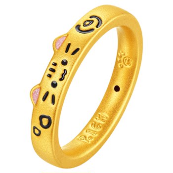 Golden supreme line doll cat gold ring 2026 new hard solid gold ring birthday gift for girlfriend surprise