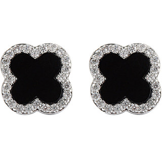 925 sterling silver black four-leaf clover earrings for women 2021 new trendy temperament net red small and exquisite earrings earrings