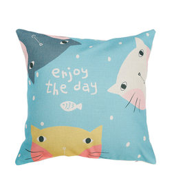 Nordic cartoon sofa pillow cushion pink cute cotton and linen cushion pillow car lumbar pillow bedside bay window lumbar pillow