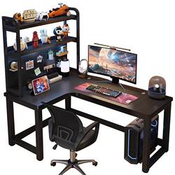 Corner Gaming Desk Computer Desk Double Desktop Home Corner Desk Bookshelf Bedroom L-Shaped Study Office Desk