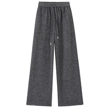 Gray wool wide leg pants for women autumn and winter loose and casual
