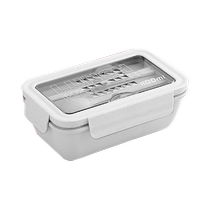 HOUYA1100ml wheat straw lunch box student lunch box with chopsticks and spoon square compartment crisper