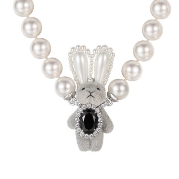 Yvmin special eyes gemstone plush rabbit pearl necklace