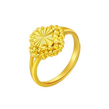 Saphire pure gold 999.9 four-leaf clover ring